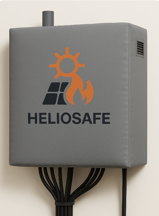 Heliosafe fire detection and suppression system installed near solar inverter
